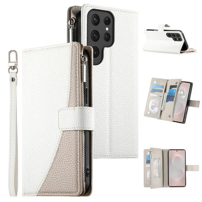 Stitching Multi-card Zipper Wallet Leather Phone Case with Short Strap, For Samsung Galaxy S24+ 5G / S25+ 5G, For Samsung Galaxy S25 Ultra 5G, For Samsung Galaxy S24 FE 5G, For Samsung Galaxy S24 Ultra 5G, For Samsung Galaxy S23 FE 5G                  ...