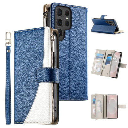 Stitching Multi-card Zipper Wallet Leather Phone Case with Short Strap, For Samsung Galaxy S24+ 5G / S25+ 5G, For Samsung Galaxy S25 Ultra 5G, For Samsung Galaxy S24 FE 5G, For Samsung Galaxy S24 Ultra 5G, For Samsung Galaxy S23 FE 5G                  ...