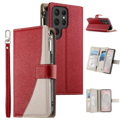 Stitching Multi-card Zipper Wallet Leather Phone Case with Short Strap, For Samsung Galaxy S24+ 5G / S25+ 5G, For Samsung Galaxy S25 Ultra 5G, For Samsung Galaxy S24 FE 5G, For Samsung Galaxy S24 Ultra 5G, For Samsung Galaxy S23 FE 5G                  ...