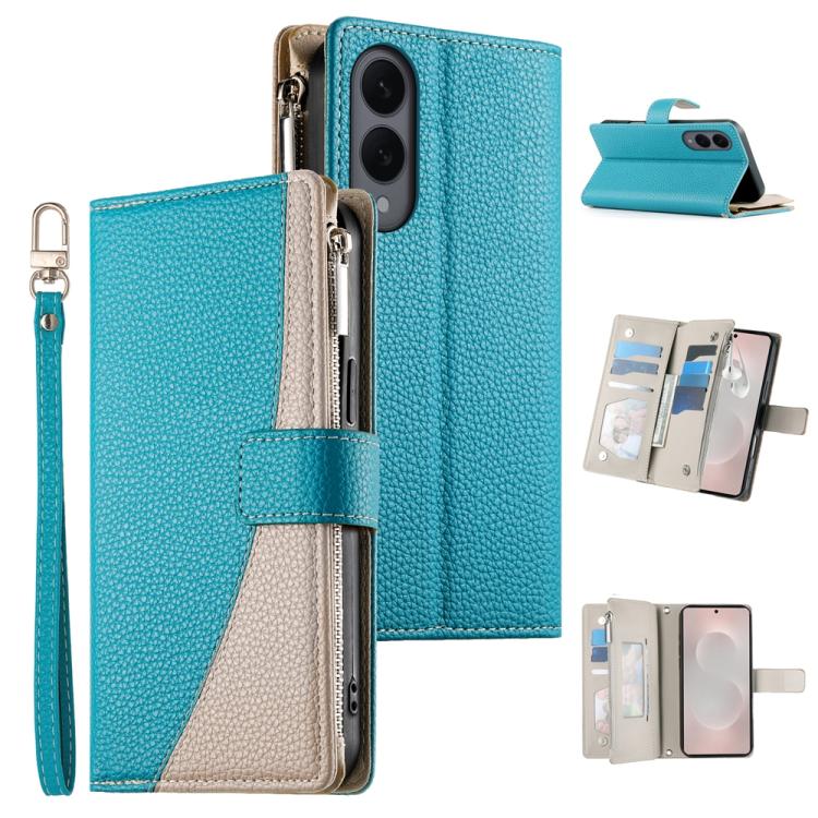 Stitching Multi-card Zipper Wallet Leather Phone Case with Short Strap, For Galaxy S26 FE 5G, For Samsung Galaxy S26+ 5G, For Samsung Galaxy S26 Edge 5G, For Samsung Galaxy S26 Ultra 5G, For Samsung Galaxy S26 5G, For Samsung Galaxy S25 FE 5G          ...