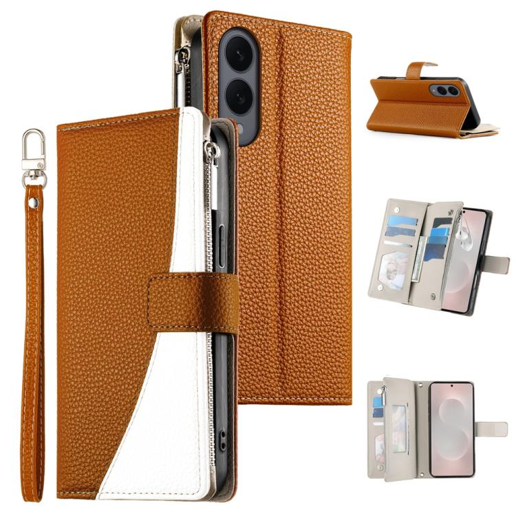 Stitching Multi-card Zipper Wallet Leather Phone Case with Short Strap, For Galaxy S26 FE 5G, For Samsung Galaxy S26+ 5G, For Samsung Galaxy S26 Edge 5G, For Samsung Galaxy S26 Ultra 5G, For Samsung Galaxy S26 5G, For Samsung Galaxy S25 FE 5G          ...