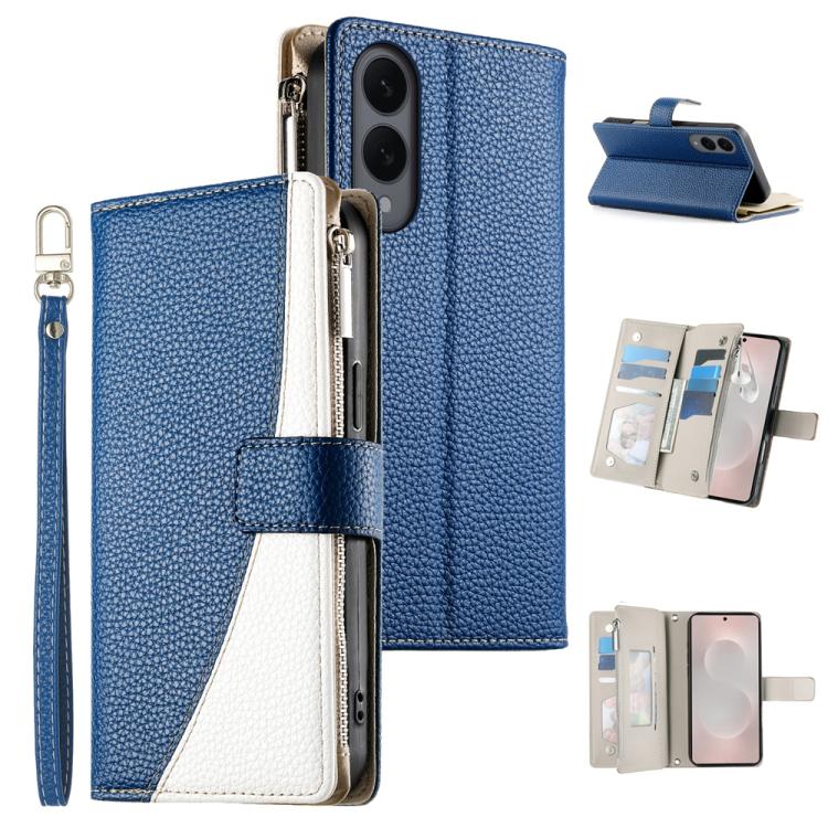 Stitching Multi-card Zipper Wallet Leather Phone Case with Short Strap, For Galaxy S26 FE 5G, For Samsung Galaxy S26+ 5G, For Samsung Galaxy S26 Edge 5G, For Samsung Galaxy S26 Ultra 5G, For Samsung Galaxy S26 5G, For Samsung Galaxy S25 FE 5G          ...