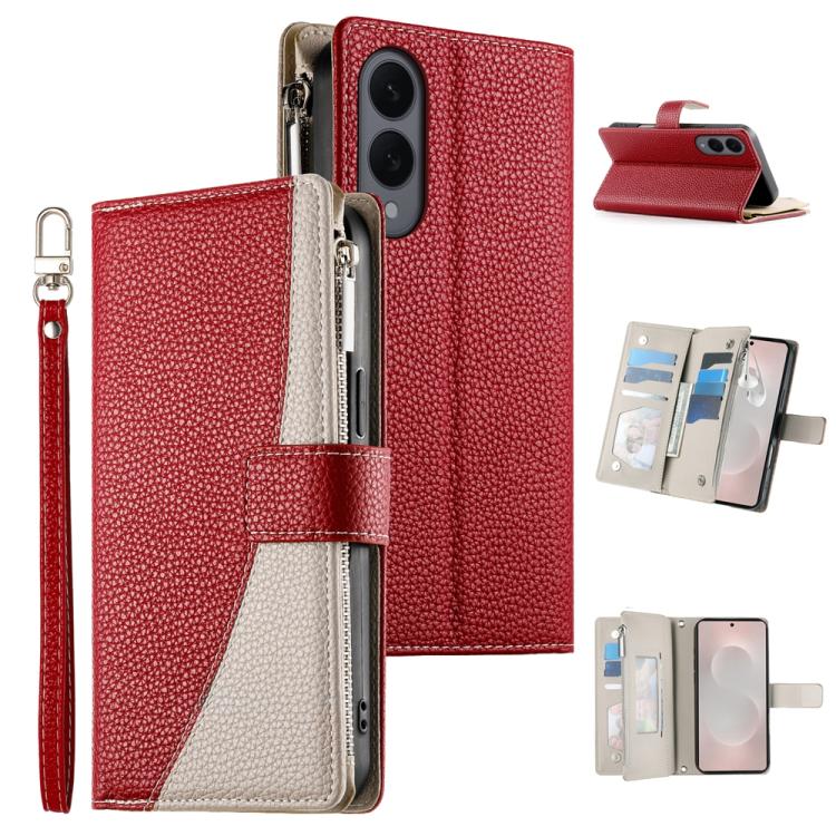 Stitching Multi-card Zipper Wallet Leather Phone Case with Short Strap, For Galaxy S26 FE 5G, For Samsung Galaxy S26+ 5G, For Samsung Galaxy S26 Edge 5G, For Samsung Galaxy S26 Ultra 5G, For Samsung Galaxy S26 5G, For Samsung Galaxy S25 FE 5G          ...