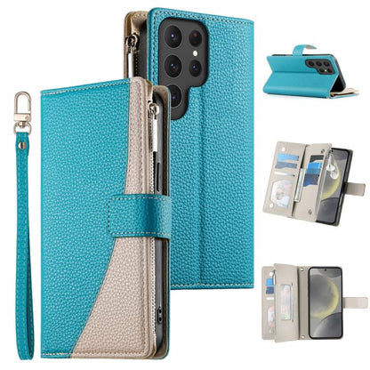 Stitching Multi-card Zipper Wallet Leather Phone Case with Short Strap, For Samsung Galaxy S24+ 5G / S25+ 5G, For Samsung Galaxy S25 Ultra 5G, For Samsung Galaxy S24 FE 5G, For Samsung Galaxy S24 Ultra 5G, For Samsung Galaxy S23 FE 5G                  ...
