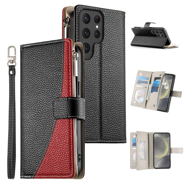 Stitching Multi-card Zipper Wallet Leather Phone Case with Short Strap, For Samsung Galaxy S24+ 5G / S25+ 5G, For Samsung Galaxy S25 Ultra 5G, For Samsung Galaxy S24 FE 5G, For Samsung Galaxy S24 Ultra 5G, For Samsung Galaxy S23 FE 5G                  ...