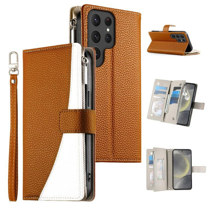 Stitching Multi-card Zipper Wallet Leather Phone Case with Short Strap, For Samsung Galaxy S24+ 5G / S25+ 5G, For Samsung Galaxy S25 Ultra 5G, For Samsung Galaxy S24 FE 5G, For Samsung Galaxy S24 Ultra 5G, For Samsung Galaxy S23 FE 5G                  ...