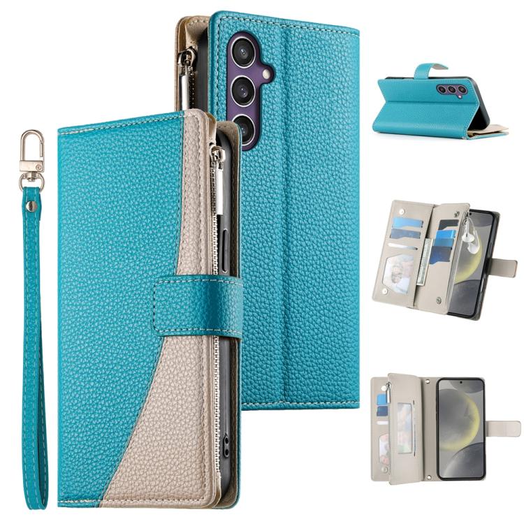 Stitching Multi-card Zipper Wallet Leather Phone Case with Short Strap, For Galaxy S26 FE 5G, For Samsung Galaxy S26+ 5G, For Samsung Galaxy S26 Edge 5G, For Samsung Galaxy S26 Ultra 5G, For Samsung Galaxy S26 5G, For Samsung Galaxy S25 FE 5G          ...