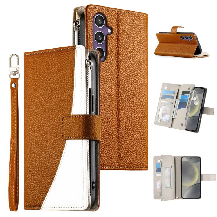 Stitching Multi-card Zipper Wallet Leather Phone Case with Short Strap, For Galaxy S26 FE 5G, For Samsung Galaxy S26+ 5G, For Samsung Galaxy S26 Edge 5G, For Samsung Galaxy S26 Ultra 5G, For Samsung Galaxy S26 5G, For Samsung Galaxy S25 FE 5G          ...