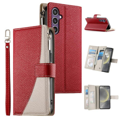 Stitching Multi-card Zipper Wallet Leather Phone Case with Short Strap, For Galaxy S26 FE 5G, For Samsung Galaxy S26+ 5G, For Samsung Galaxy S26 Edge 5G, For Samsung Galaxy S26 Ultra 5G, For Samsung Galaxy S26 5G, For Samsung Galaxy S25 FE 5G          ...