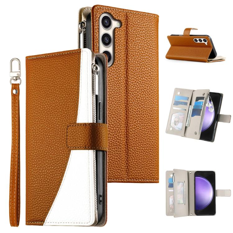 Stitching Multi-card Zipper Wallet Leather Phone Case with Short Strap, For Samsung Galaxy S24+ 5G / S25+ 5G, For Samsung Galaxy S25 Ultra 5G, For Samsung Galaxy S24 FE 5G, For Samsung Galaxy S24 Ultra 5G, For Samsung Galaxy S23 FE 5G                  ...