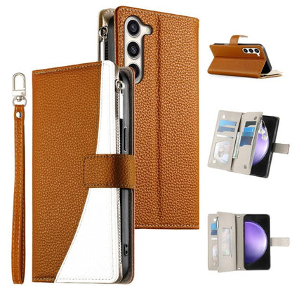Stitching Multi-card Zipper Wallet Leather Phone Case with Short Strap, For Samsung Galaxy S24+ 5G / S25+ 5G, For Samsung Galaxy S25 Ultra 5G, For Samsung Galaxy S24 FE 5G, For Samsung Galaxy S24 Ultra 5G, For Samsung Galaxy S23 FE 5G                  ...
