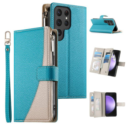 Stitching Multi-card Zipper Wallet Leather Phone Case with Short Strap, For Samsung Galaxy S24+ 5G / S25+ 5G, For Samsung Galaxy S25 Ultra 5G, For Samsung Galaxy S24 FE 5G, For Samsung Galaxy S24 Ultra 5G, For Samsung Galaxy S23 FE 5G                  ...