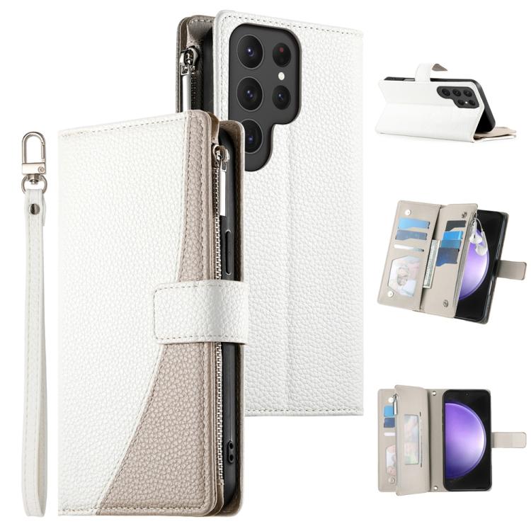 Stitching Multi-card Zipper Wallet Leather Phone Case with Short Strap, For Samsung Galaxy S24+ 5G / S25+ 5G, For Samsung Galaxy S25 Ultra 5G, For Samsung Galaxy S24 FE 5G, For Samsung Galaxy S24 Ultra 5G, For Samsung Galaxy S23 FE 5G                  ...