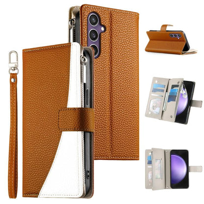Stitching Multi-card Zipper Wallet Leather Phone Case with Short Strap, For Samsung Galaxy S24+ 5G / S25+ 5G, For Samsung Galaxy S25 Ultra 5G, For Samsung Galaxy S24 FE 5G, For Samsung Galaxy S24 Ultra 5G, For Samsung Galaxy S23 FE 5G                  ...