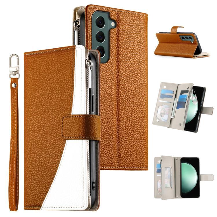 Stitching Multi-card Zipper Wallet Leather Phone Case with Short Strap, For Samsung Galaxy S20 FE, For Samsung Galaxy S22 Ultra 5G, For Samsung Galaxy S22+ 5G, For Samsung Galaxy S22 5G, For Samsung Galaxy S21 FE 5G, For Samsung Galaxy S21 5G          ...