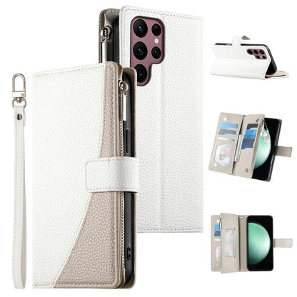 Stitching Multi-card Zipper Wallet Leather Phone Case with Short Strap, For Samsung Galaxy S20 FE, For Samsung Galaxy S22 Ultra 5G, For Samsung Galaxy S22+ 5G, For Samsung Galaxy S22 5G, For Samsung Galaxy S21 FE 5G, For Samsung Galaxy S21 5G          ...