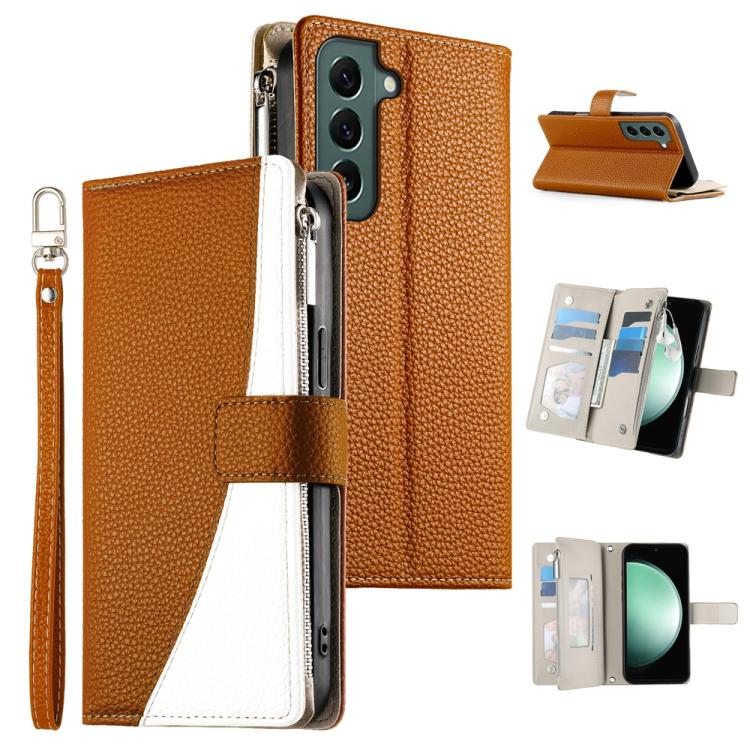 Stitching Multi-card Zipper Wallet Leather Phone Case with Short Strap, For Samsung Galaxy S20 FE, For Samsung Galaxy S22 Ultra 5G, For Samsung Galaxy S22+ 5G, For Samsung Galaxy S22 5G, For Samsung Galaxy S21 FE 5G, For Samsung Galaxy S21 5G          ...