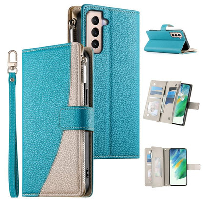 Stitching Multi-card Zipper Wallet Leather Phone Case with Short Strap, For Samsung Galaxy S20 FE, For Samsung Galaxy S22 Ultra 5G, For Samsung Galaxy S22+ 5G, For Samsung Galaxy S22 5G, For Samsung Galaxy S21 FE 5G, For Samsung Galaxy S21 5G          ...