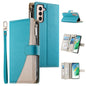 Stitching Multi-card Zipper Wallet Leather Phone Case with Short Strap, For Samsung Galaxy S20 FE, For Samsung Galaxy S22 Ultra 5G, For Samsung Galaxy S22+ 5G, For Samsung Galaxy S22 5G, For Samsung Galaxy S21 FE 5G, For Samsung Galaxy S21 5G          ...