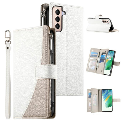 Stitching Multi-card Zipper Wallet Leather Phone Case with Short Strap, For Samsung Galaxy S20 FE, For Samsung Galaxy S22 Ultra 5G, For Samsung Galaxy S22+ 5G, For Samsung Galaxy S22 5G, For Samsung Galaxy S21 FE 5G, For Samsung Galaxy S21 5G          ...