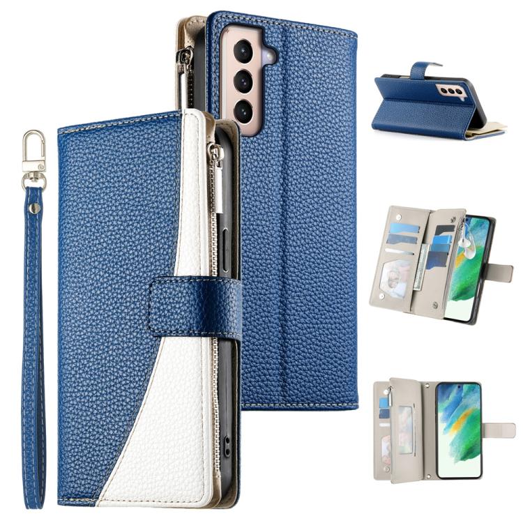 Stitching Multi-card Zipper Wallet Leather Phone Case with Short Strap, For Samsung Galaxy S20 FE, For Samsung Galaxy S22 Ultra 5G, For Samsung Galaxy S22+ 5G, For Samsung Galaxy S22 5G, For Samsung Galaxy S21 FE 5G, For Samsung Galaxy S21 5G          ...