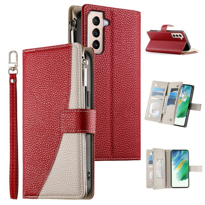 Stitching Multi-card Zipper Wallet Leather Phone Case with Short Strap, For Samsung Galaxy S20 FE, For Samsung Galaxy S22 Ultra 5G, For Samsung Galaxy S22+ 5G, For Samsung Galaxy S22 5G, For Samsung Galaxy S21 FE 5G, For Samsung Galaxy S21 5G          ...