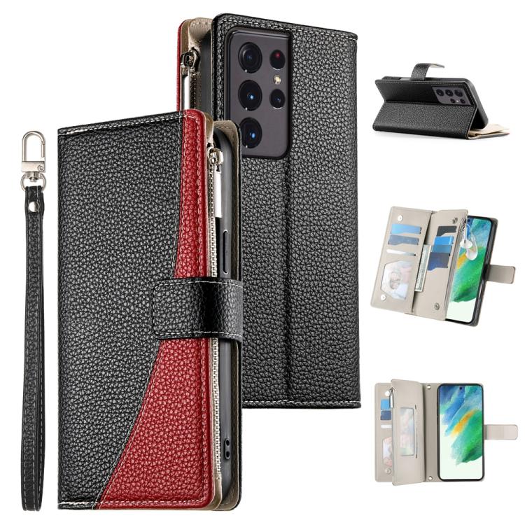 Stitching Multi-card Zipper Wallet Leather Phone Case with Short Strap, For Samsung Galaxy S20 FE, For Samsung Galaxy S22 Ultra 5G, For Samsung Galaxy S22+ 5G, For Samsung Galaxy S22 5G, For Samsung Galaxy S21 FE 5G, For Samsung Galaxy S21 5G          ...