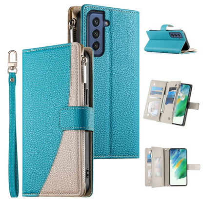 Stitching Multi-card Zipper Wallet Leather Phone Case with Short Strap, For Samsung Galaxy S20 FE, For Samsung Galaxy S22 Ultra 5G, For Samsung Galaxy S22+ 5G, For Samsung Galaxy S22 5G, For Samsung Galaxy S21 FE 5G, For Samsung Galaxy S21 5G          ...