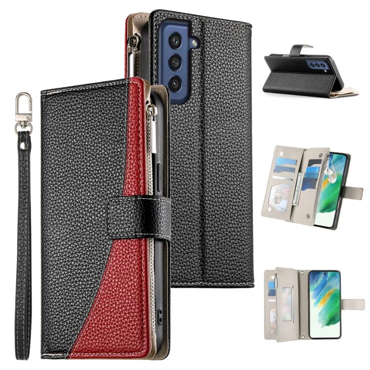 Stitching Multi-card Zipper Wallet Leather Phone Case with Short Strap, For Samsung Galaxy S20 FE, For Samsung Galaxy S22 Ultra 5G, For Samsung Galaxy S22+ 5G, For Samsung Galaxy S22 5G, For Samsung Galaxy S21 FE 5G, For Samsung Galaxy S21 5G          ...