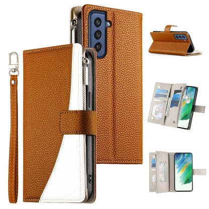 Stitching Multi-card Zipper Wallet Leather Phone Case with Short Strap, For Samsung Galaxy S20 FE, For Samsung Galaxy S22 Ultra 5G, For Samsung Galaxy S22+ 5G, For Samsung Galaxy S22 5G, For Samsung Galaxy S21 FE 5G, For Samsung Galaxy S21 5G          ...