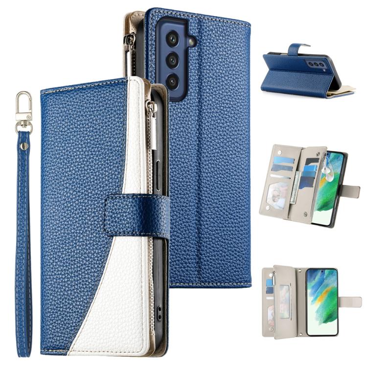 Stitching Multi-card Zipper Wallet Leather Phone Case with Short Strap, For Samsung Galaxy S20 FE, For Samsung Galaxy S22 Ultra 5G, For Samsung Galaxy S22+ 5G, For Samsung Galaxy S22 5G, For Samsung Galaxy S21 FE 5G, For Samsung Galaxy S21 5G          ...