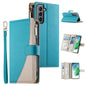 Stitching Multi-card Zipper Wallet Leather Phone Case with Short Strap, For Samsung Galaxy S20 FE, For Samsung Galaxy S22 Ultra 5G, For Samsung Galaxy S22+ 5G, For Samsung Galaxy S22 5G, For Samsung Galaxy S21 FE 5G, For Samsung Galaxy S21 5G          ...