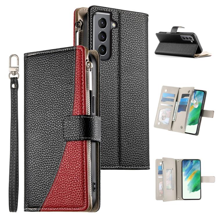 Stitching Multi-card Zipper Wallet Leather Phone Case with Short Strap, For Samsung Galaxy S20 FE, For Samsung Galaxy S22 Ultra 5G, For Samsung Galaxy S22+ 5G, For Samsung Galaxy S22 5G, For Samsung Galaxy S21 FE 5G, For Samsung Galaxy S21 5G          ...