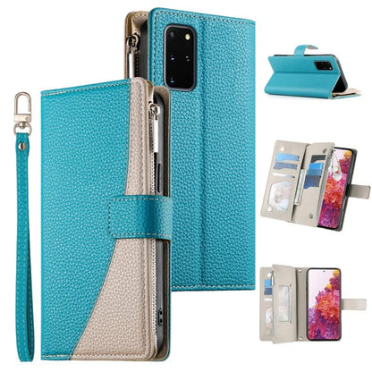 Stitching Multi-card Zipper Wallet Leather Phone Case with Short Strap, For Samsung Galaxy S20 Ultra, For Samsung Galaxy S20, For Samsung Galaxy S20+