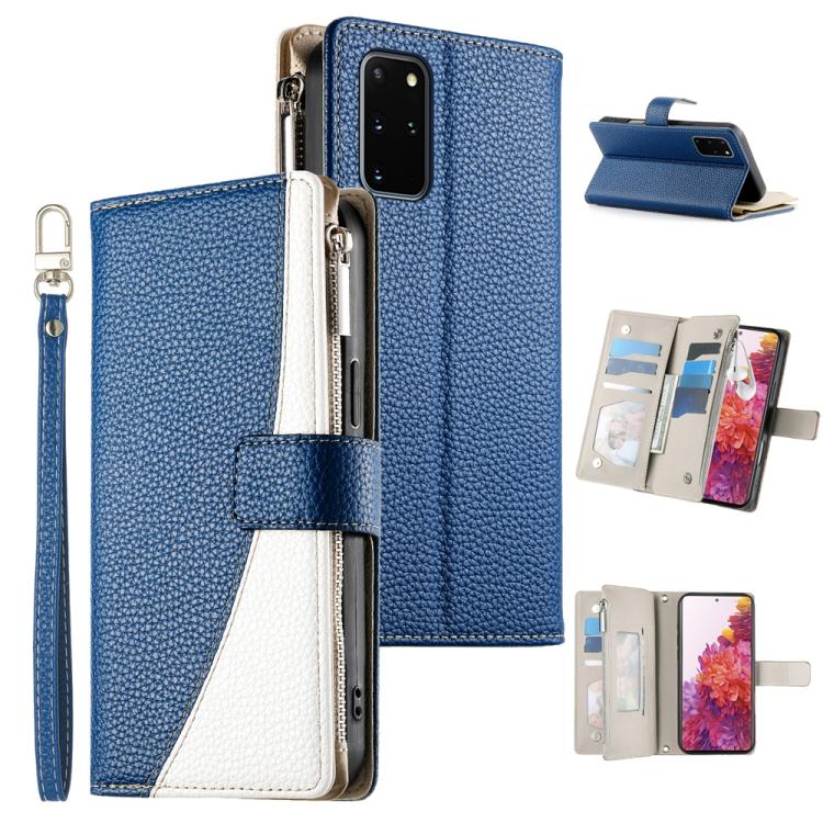 Stitching Multi-card Zipper Wallet Leather Phone Case with Short Strap, For Samsung Galaxy S20 Ultra, For Samsung Galaxy S20, For Samsung Galaxy S20+