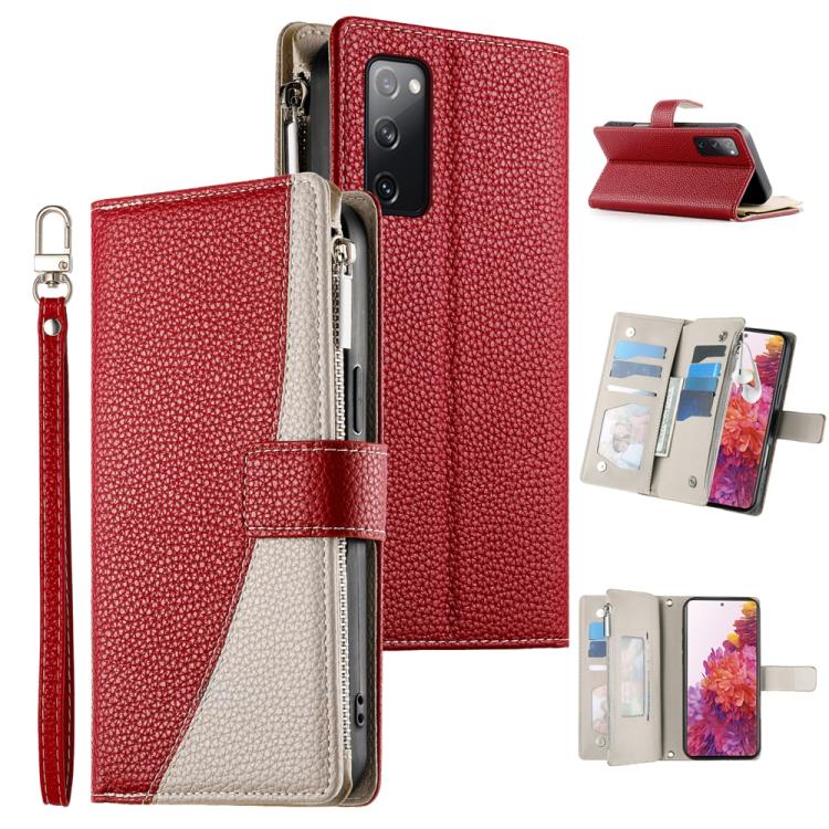 Stitching Multi-card Zipper Wallet Leather Phone Case with Short Strap, For Samsung Galaxy S20 FE, For Samsung Galaxy S22 Ultra 5G, For Samsung Galaxy S22+ 5G, For Samsung Galaxy S22 5G, For Samsung Galaxy S21 FE 5G, For Samsung Galaxy S21 5G          ...
