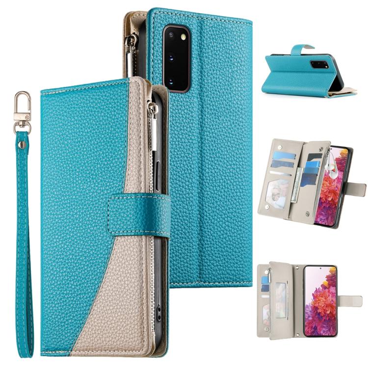 Stitching Multi-card Zipper Wallet Leather Phone Case with Short Strap, For Samsung Galaxy S20 Ultra, For Samsung Galaxy S20, For Samsung Galaxy S20+