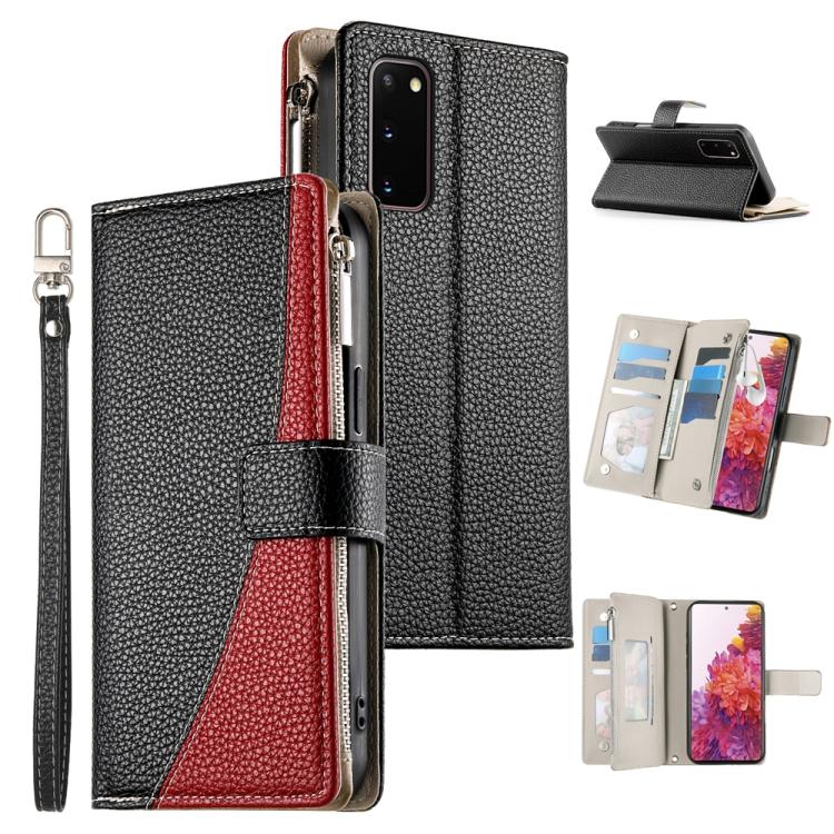 Stitching Multi-card Zipper Wallet Leather Phone Case with Short Strap, For Samsung Galaxy S20 Ultra, For Samsung Galaxy S20, For Samsung Galaxy S20+