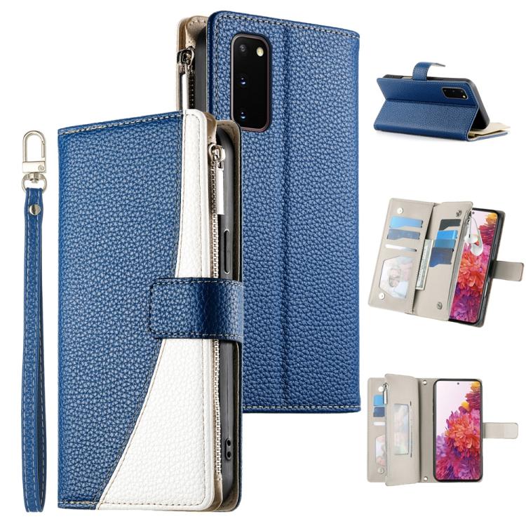 Stitching Multi-card Zipper Wallet Leather Phone Case with Short Strap, For Samsung Galaxy S20 Ultra, For Samsung Galaxy S20, For Samsung Galaxy S20+