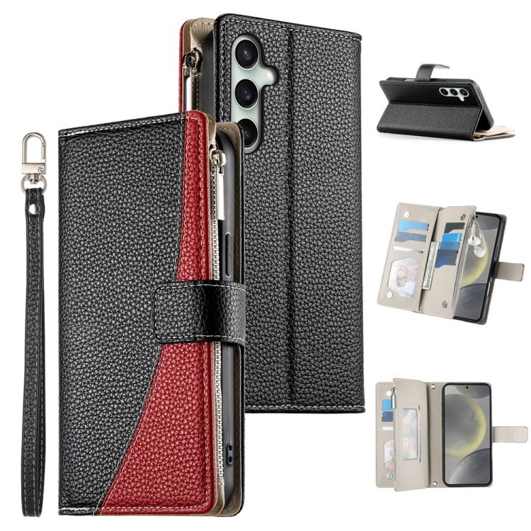 Stitching Multi-card Zipper Wallet Leather Phone Case with Short Strap, For Galaxy S26 FE 5G, For Samsung Galaxy S26+ 5G, For Samsung Galaxy S26 Edge 5G, For Samsung Galaxy S26 Ultra 5G, For Samsung Galaxy S26 5G, For Samsung Galaxy S25 FE 5G          ...