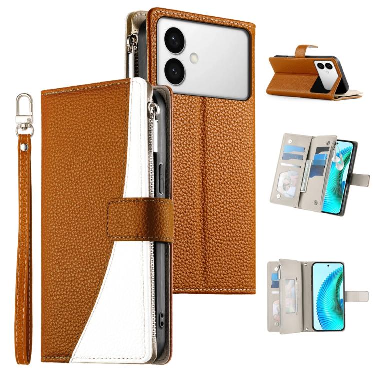 Stitching Multi-card Zipper Wallet Leather Phone Case with Short Strap, For Galaxy S26 FE 5G, For Samsung Galaxy S26+ 5G, For Samsung Galaxy S26 Edge 5G, For Samsung Galaxy S26 Ultra 5G, For Samsung Galaxy S26 5G, For Samsung Galaxy S25 FE 5G          ...
