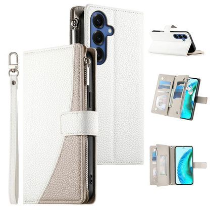 Stitching Multi-card Zipper Wallet Leather Phone Case with Short Strap, For Galaxy S26 FE 5G, For Samsung Galaxy S26+ 5G, For Samsung Galaxy S26 Edge 5G, For Samsung Galaxy S26 Ultra 5G, For Samsung Galaxy S26 5G, For Samsung Galaxy S25 FE 5G          ...