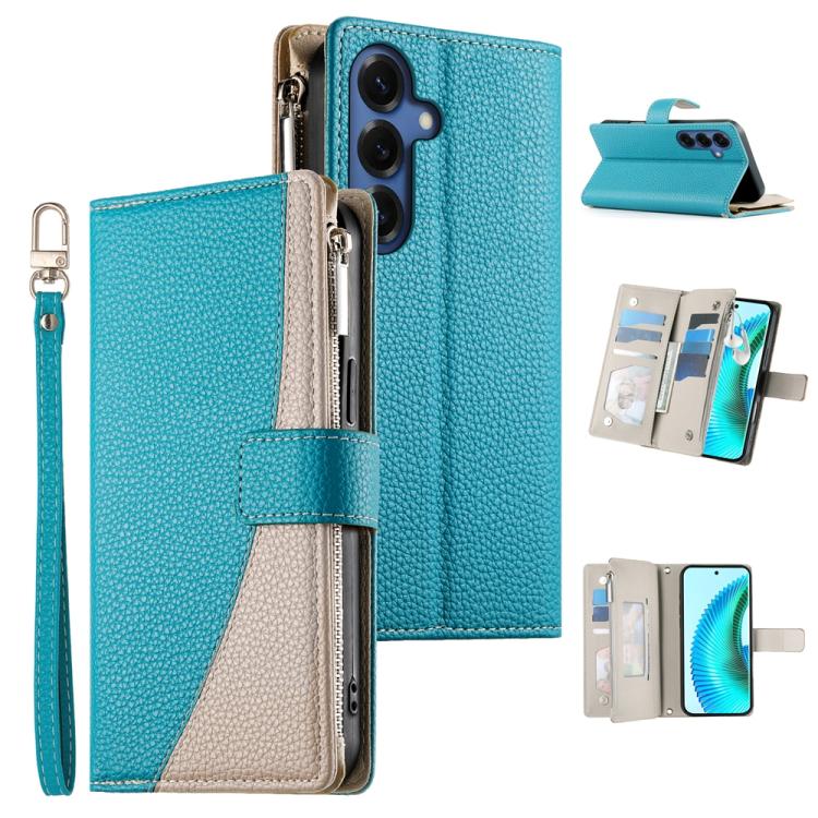 Stitching Multi-card Zipper Wallet Leather Phone Case with Short Strap, For Galaxy S26 FE 5G, For Samsung Galaxy S26+ 5G, For Samsung Galaxy S26 Edge 5G, For Samsung Galaxy S26 Ultra 5G, For Samsung Galaxy S26 5G, For Samsung Galaxy S25 FE 5G          ...