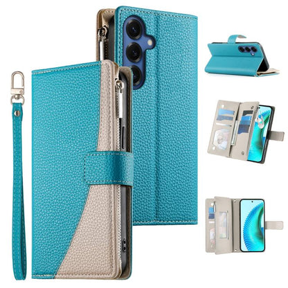 Stitching Multi-card Zipper Wallet Leather Phone Case with Short Strap, For Galaxy S26 FE 5G, For Samsung Galaxy S26+ 5G, For Samsung Galaxy S26 Edge 5G, For Samsung Galaxy S26 Ultra 5G, For Samsung Galaxy S26 5G, For Samsung Galaxy S25 FE 5G          ...