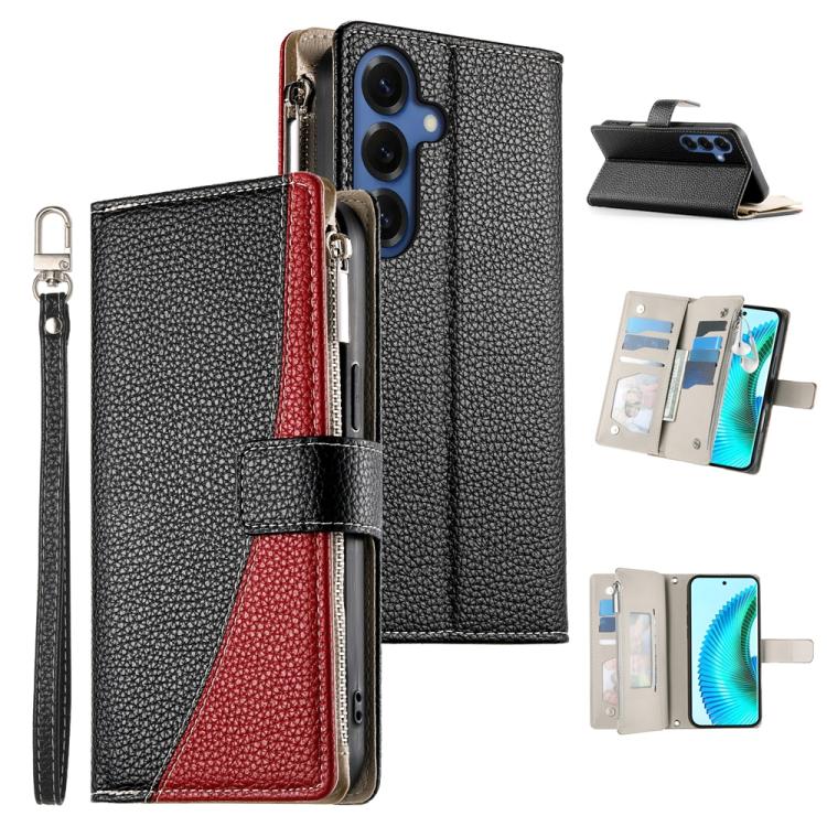 Stitching Multi-card Zipper Wallet Leather Phone Case with Short Strap, For Galaxy S26 FE 5G, For Samsung Galaxy S26+ 5G, For Samsung Galaxy S26 Edge 5G, For Samsung Galaxy S26 Ultra 5G, For Samsung Galaxy S26 5G, For Samsung Galaxy S25 FE 5G          ...