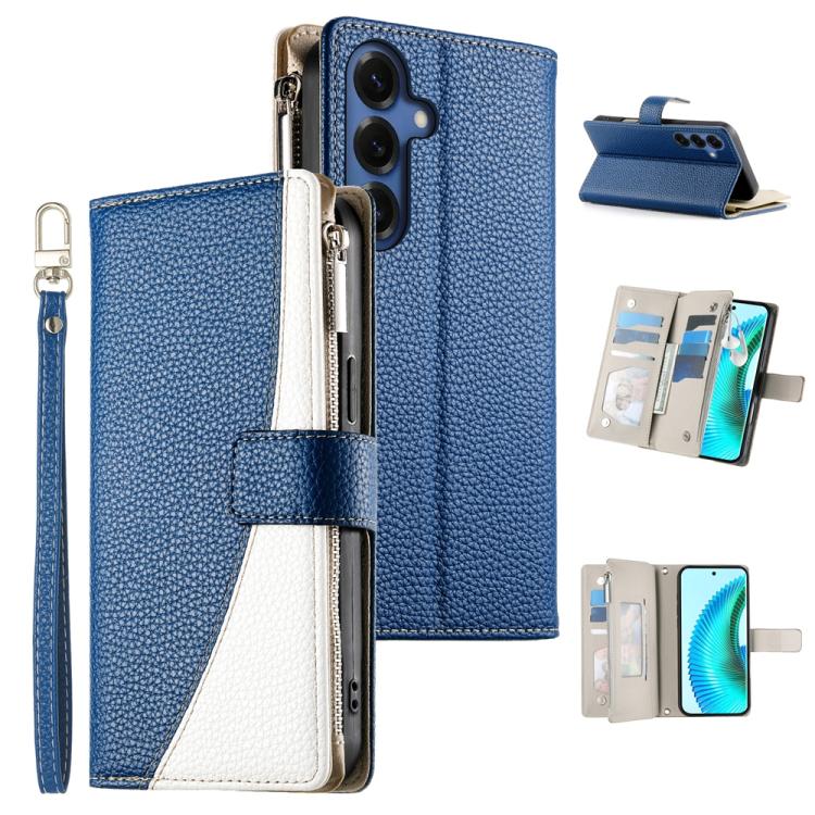 Stitching Multi-card Zipper Wallet Leather Phone Case with Short Strap, For Galaxy S26 FE 5G, For Samsung Galaxy S26+ 5G, For Samsung Galaxy S26 Edge 5G, For Samsung Galaxy S26 Ultra 5G, For Samsung Galaxy S26 5G, For Samsung Galaxy S25 FE 5G          ...