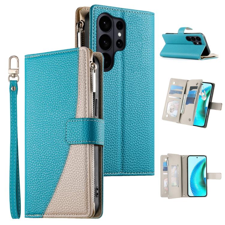 Stitching Multi-card Zipper Wallet Leather Phone Case with Short Strap, For Galaxy S26 FE 5G, For Samsung Galaxy S26+ 5G, For Samsung Galaxy S26 Edge 5G, For Samsung Galaxy S26 Ultra 5G, For Samsung Galaxy S26 5G, For Samsung Galaxy S25 FE 5G          ...