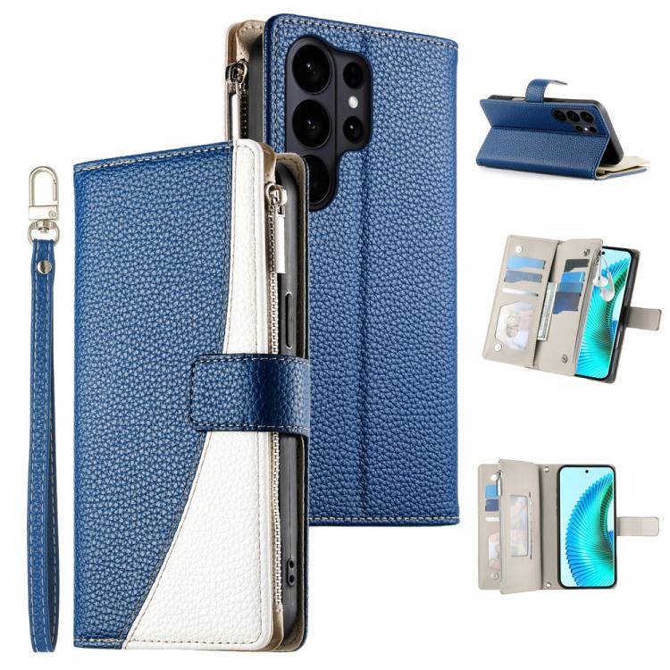 Stitching Multi-card Zipper Wallet Leather Phone Case with Short Strap, For Galaxy S26 FE 5G, For Samsung Galaxy S26+ 5G, For Samsung Galaxy S26 Edge 5G, For Samsung Galaxy S26 Ultra 5G, For Samsung Galaxy S26 5G, For Samsung Galaxy S25 FE 5G          ...