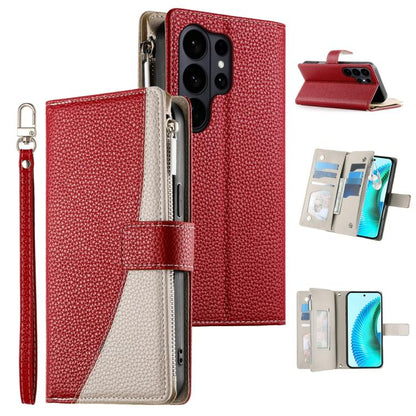 Stitching Multi-card Zipper Wallet Leather Phone Case with Short Strap, For Galaxy S26 FE 5G, For Samsung Galaxy S26+ 5G, For Samsung Galaxy S26 Edge 5G, For Samsung Galaxy S26 Ultra 5G, For Samsung Galaxy S26 5G, For Samsung Galaxy S25 FE 5G          ...