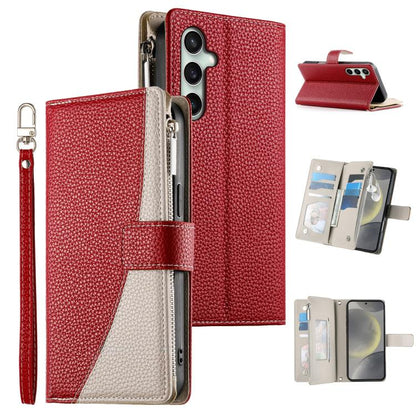 Stitching Multi-card Zipper Wallet Leather Phone Case with Short Strap, For Galaxy S26 FE 5G, For Samsung Galaxy S26+ 5G, For Samsung Galaxy S26 Edge 5G, For Samsung Galaxy S26 Ultra 5G, For Samsung Galaxy S26 5G, For Samsung Galaxy S25 FE 5G          ...